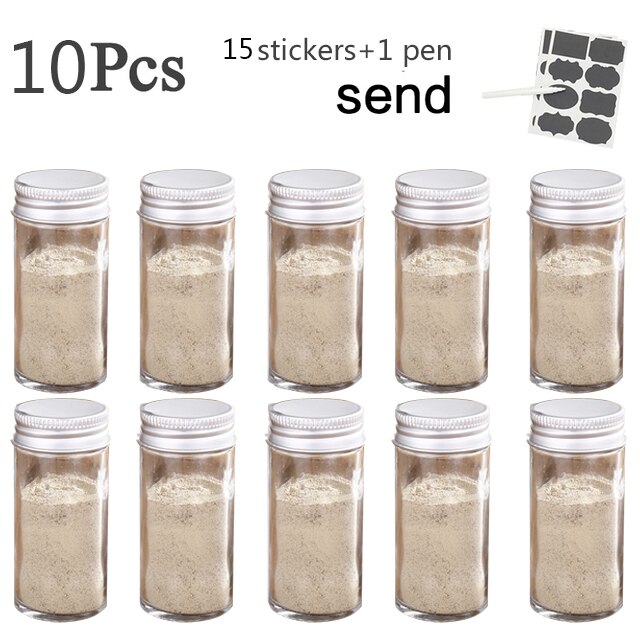 Meerdere Set Kruiden Potten Vierkante Glazen Container Kruiden Fles Keuken Outdoor Camping Kruiden Container Spice Container: 10pcs Round shape