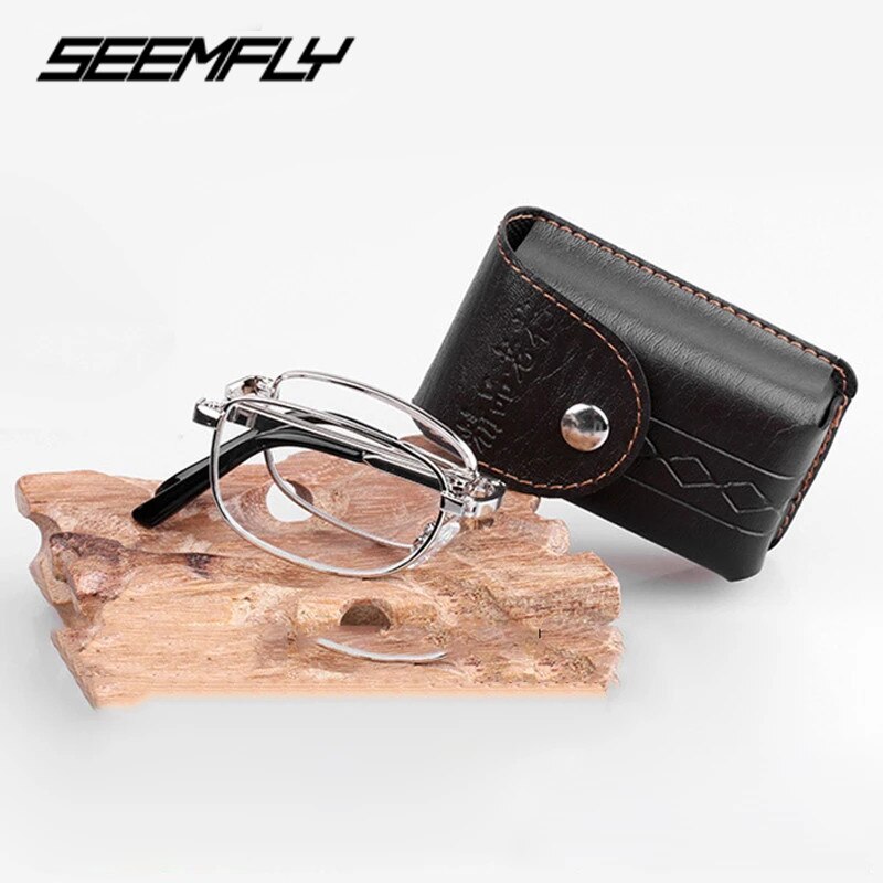 Seemfly kvinner menn sammenleggbare lesebriller i legering bærbare sammenleggbare prosbyopiske briller  +0.5 0.75 1.0 1.25 1.5 1.75 2.0 2.5 3.0