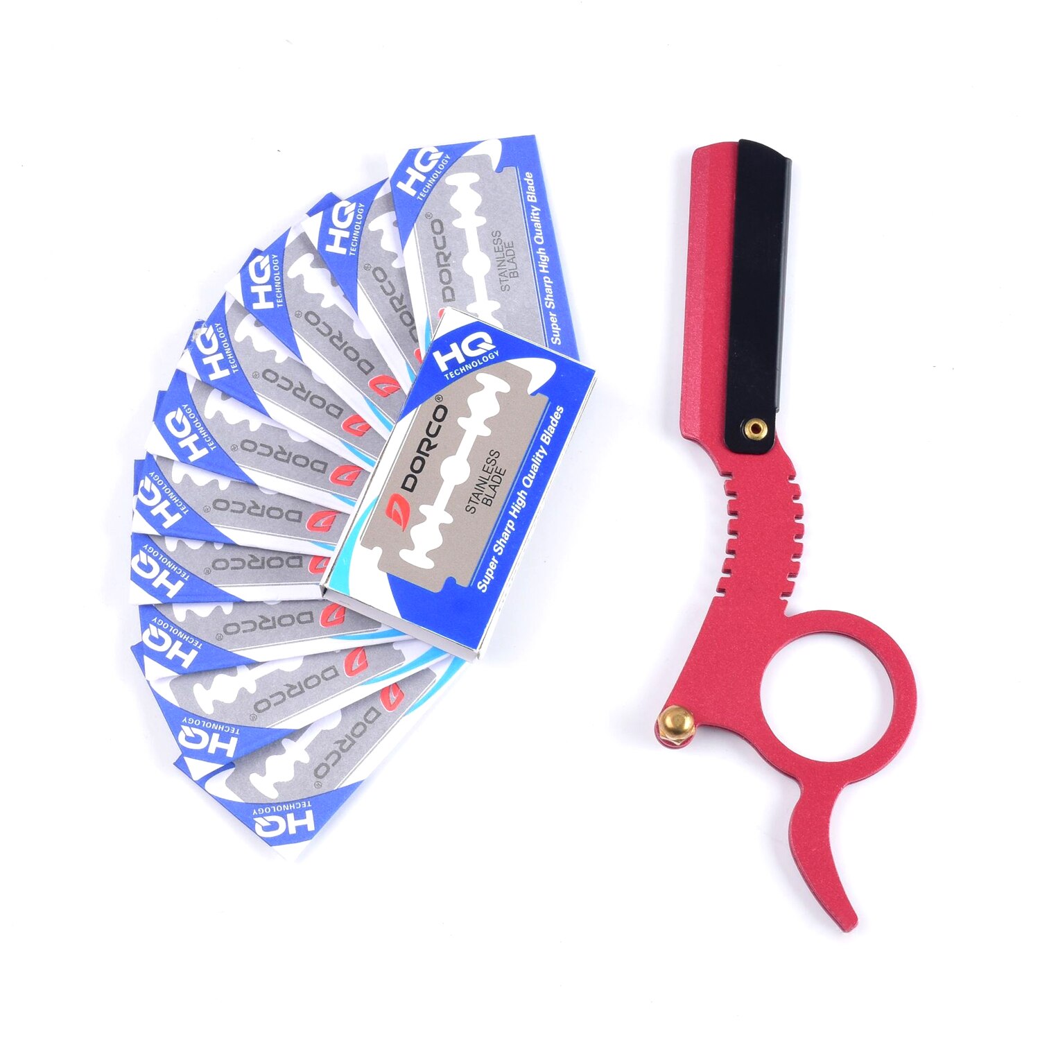 Multi-function Barber Beard Straight Edge Razor with 10 Knife Blades Eyebrow Trimming Blades Replaceable Beard Shaving Tools