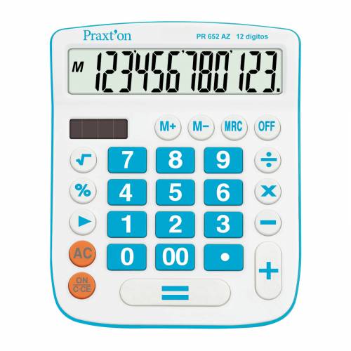 CALCULADORA PRAXTON 12Digitos TECLAS GIGANTES AZUL, envio rapido