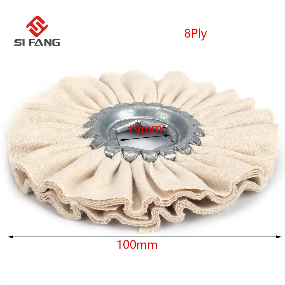 2Pcs 4" Cotton Airway Buffing Wheel Cloth Open Bias Polishing Buffs Wheel Discs Metal Polishing Wheel Abrasive Tools