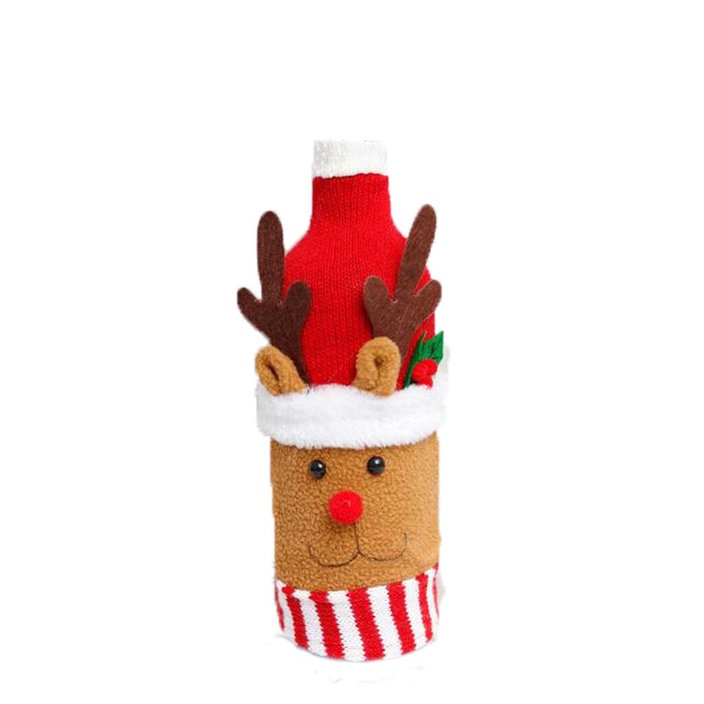 Decoración navideña para el hogar, mesa, muñeco de nieve, pueblo de Papá Noel, champán, cubiertas de botellas de Navidad, tapones para botellas de vino tinto, bolsa #3: A