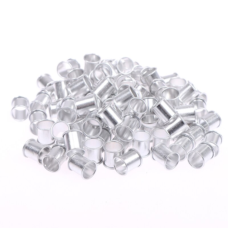 100 stk duefotring indre diameter 8mm lengde 10mm aluminiums fotmerkering: Sølv