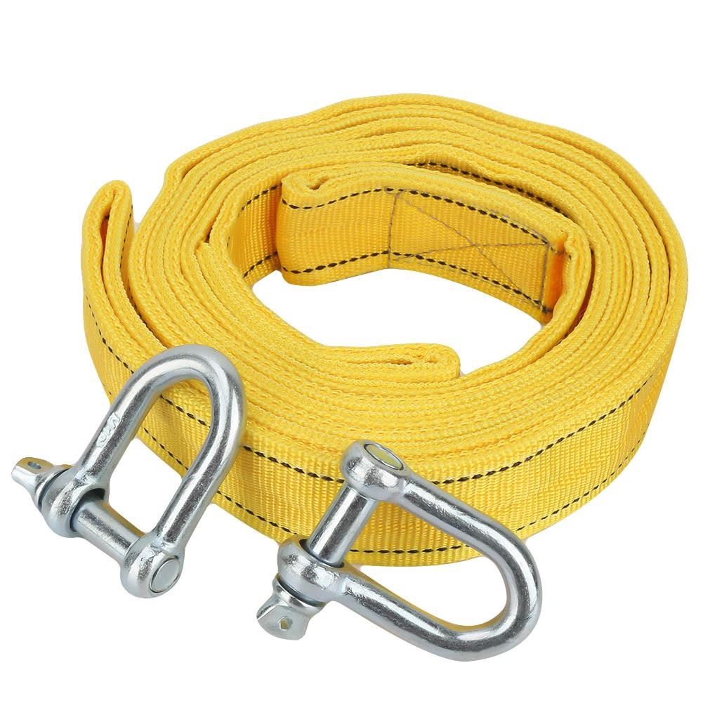 4M 8 Tons High Strength Car Trailer Towing Rope Recovery Tow Strap with U-shape Hooks Flat Sling Rope For Car Truck Trailer SUV