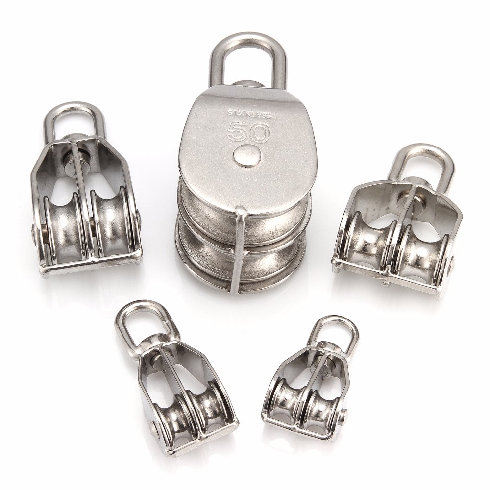 1pcs M15/M20/M25/M32/M50 fishing net Double pulleyPoly Rope Hoist Pulley Wheel Block and Tackle Puller Lift Tools