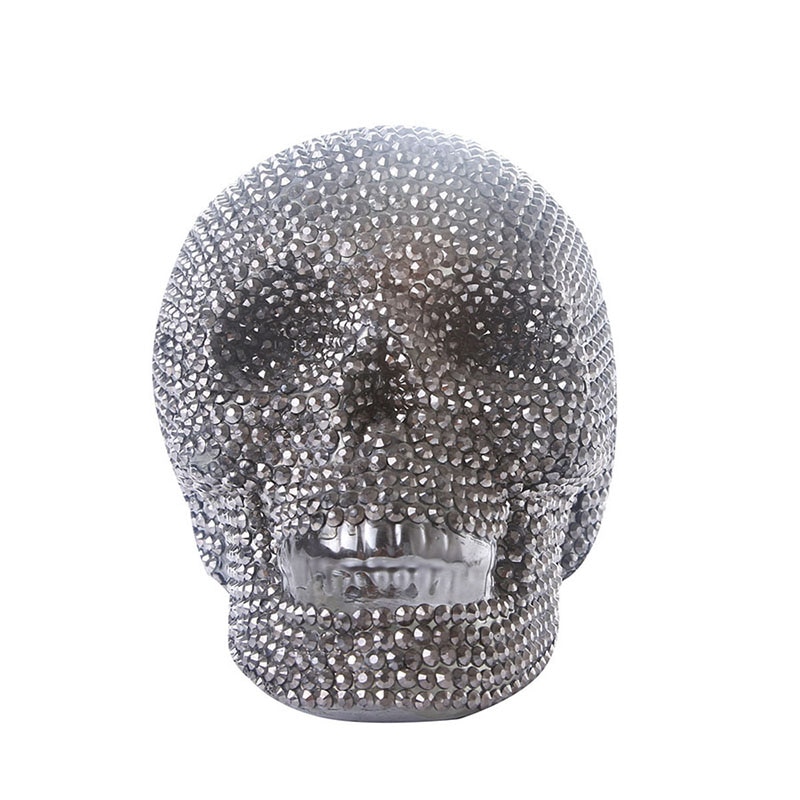 HeyMamba Gold Human Skull Statue Sculpture Resin Skull Modern Home Halloween Decoration