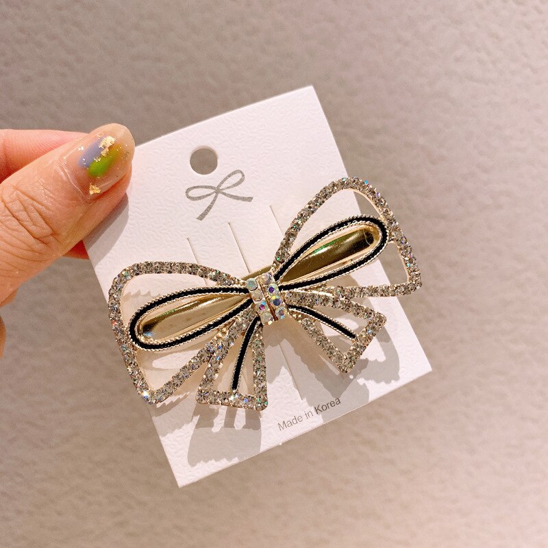 Horquillas para el cabello con diamantes de imitación para niña, horquillas para el cabello con flores y perlas de imitación, horquilla para el cabello con moño: Butterfly crystal