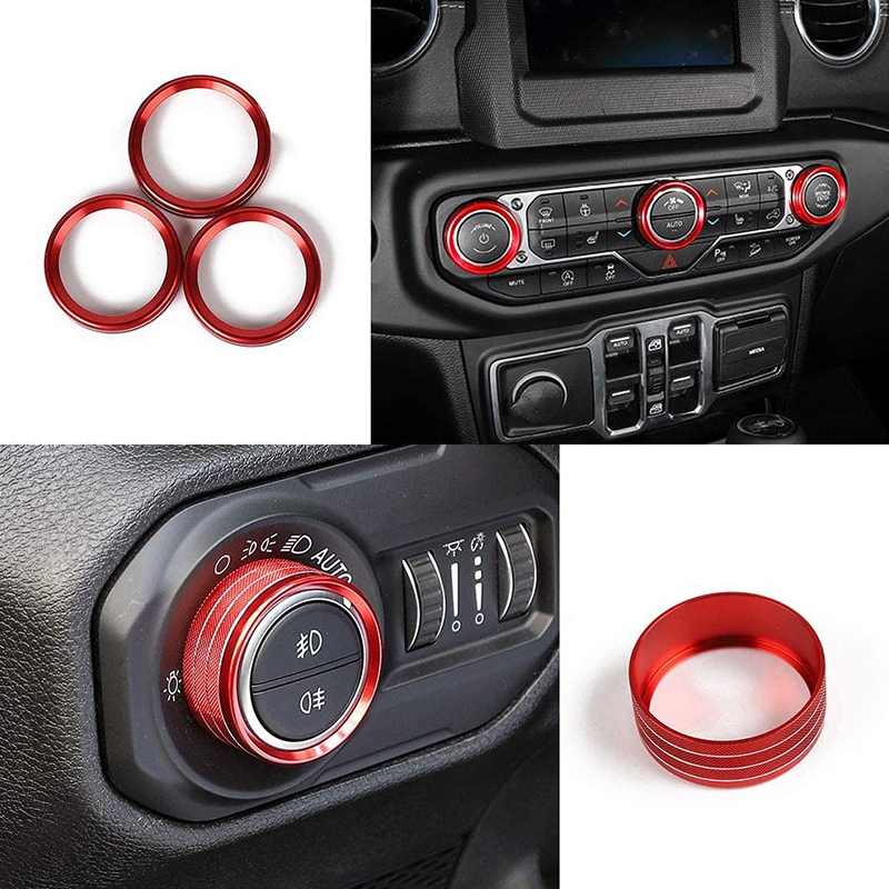 Auto Innen Scheinwerfer Schalter & Klimaanlage Knopf Knopf Ring trimmen Abdeckung für Jeep Wrangler JL JLU