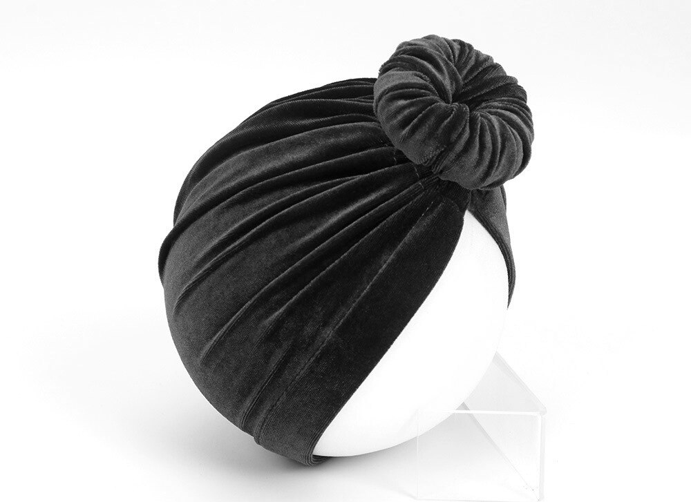 Nyfödd sammetsnäckor hatt stora munkar flickor mössa sammet indisk hatt bebis keps fotografi rekvisita turban hatt babytillbehör: Svart