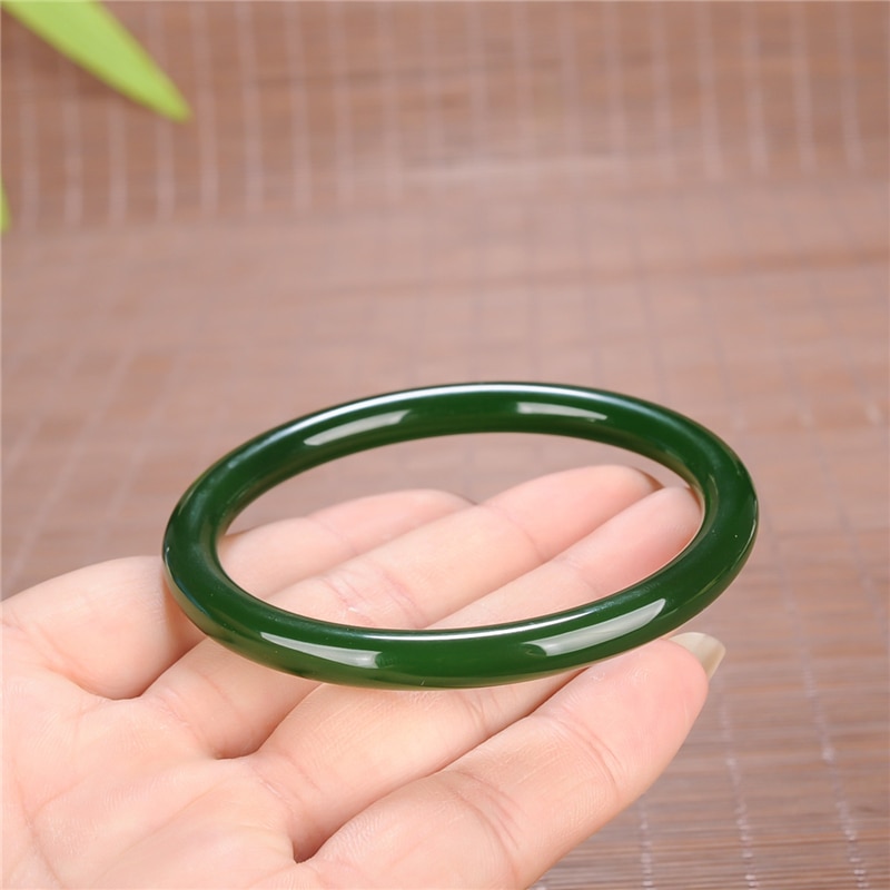 Bracelet rond en Jade vert chinois 54-66mm, bijoux à breloques, accessoires de , sculpté à la main, amulette, pour homme et femme