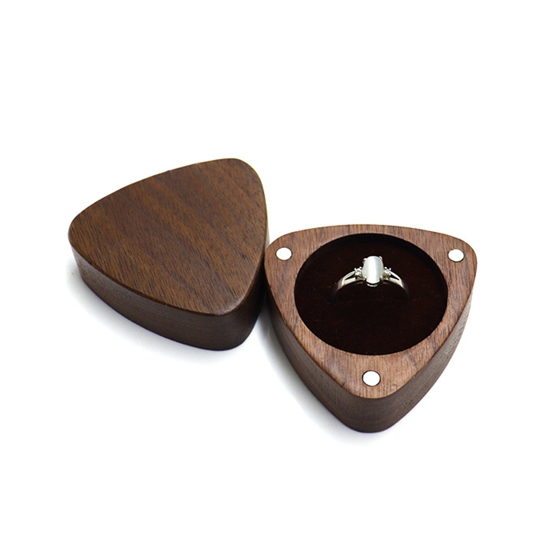 Caja de madera para anillos de compromiso, propuesta, ceremonia de boda, caja para anillos de exhibición de Joyas, caja para anillos: 5