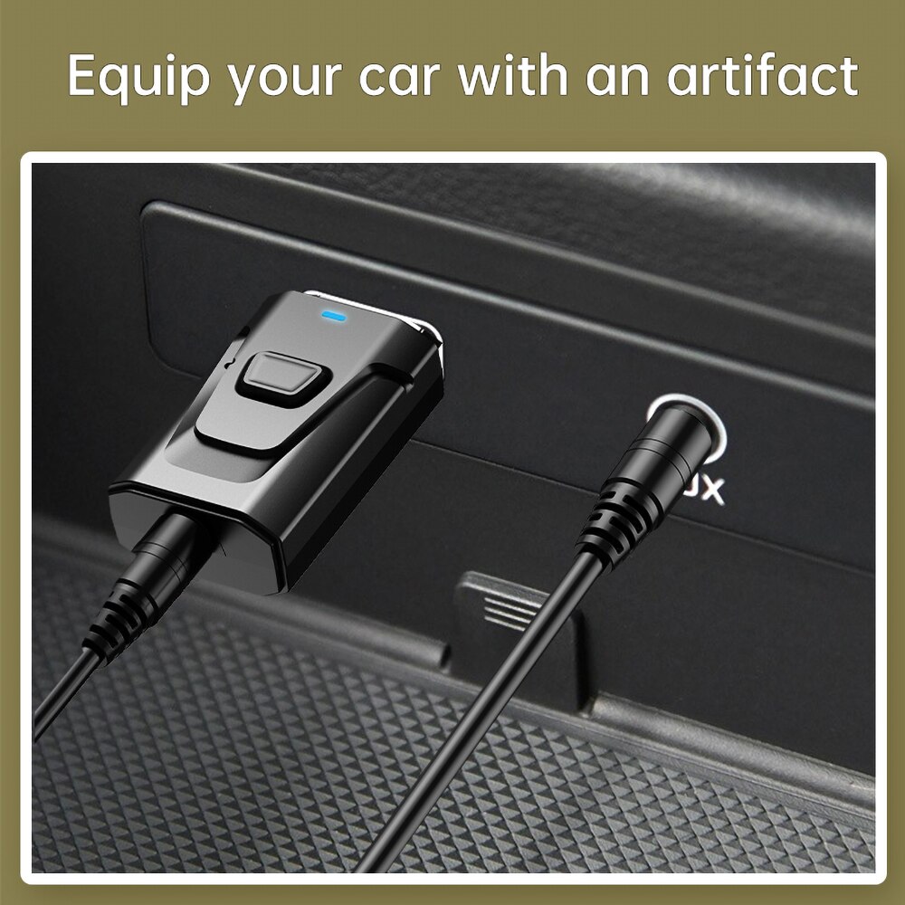 2 in 1 Bluetooth 5.0 Adapter Receiver Transmitter Adapter 3.5mm AUX Hifi Stereo Mini Adapters for PC TV Car Speaker with Button