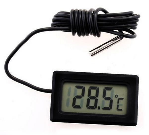 Mini Digital LCD Thermometer Hygrometer Temperature Humidity Meter Probe Sensor Car Water Pop Aquarium Water Thermometer: Black
