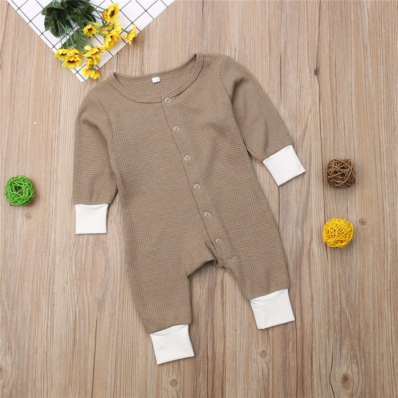 Mooie Patchwork Romper Baby Boy Katoen Jumpsuit Playsuit Lente Herfst Kleding Lange Mouw Mode Pasgeboren Romper