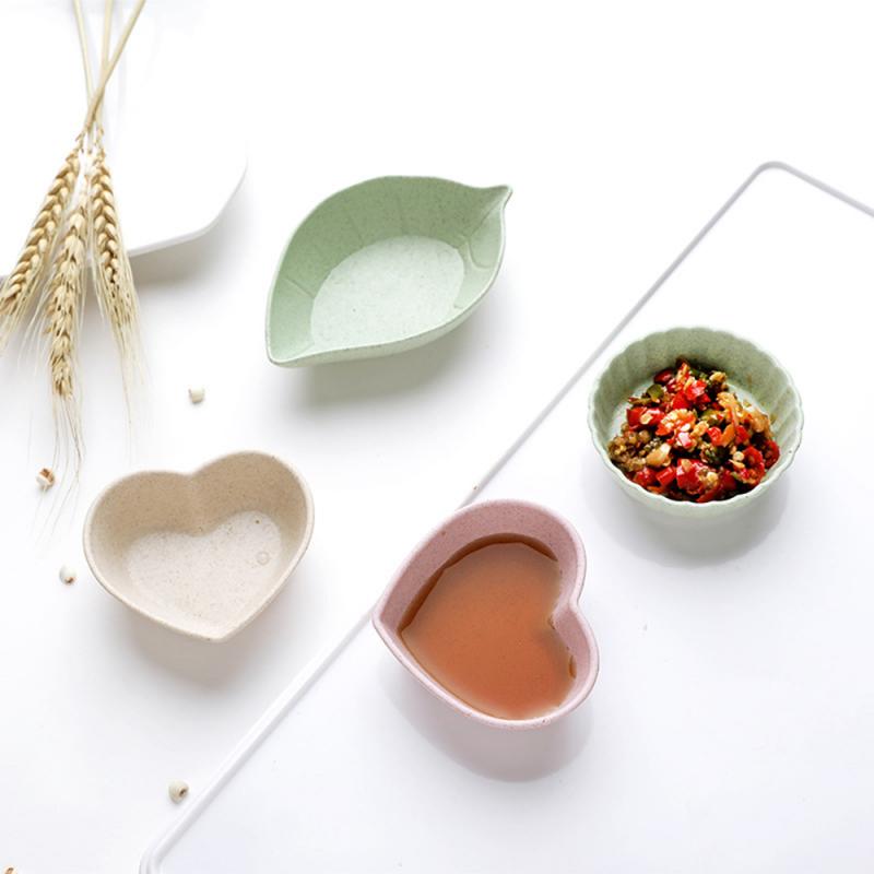 Juego de 4 Uds. Ecológicos de paja de trigo de platos, platos de condimento creativos, vajilla pequeña y multiforma para niños, suministro de vajilla de cocina