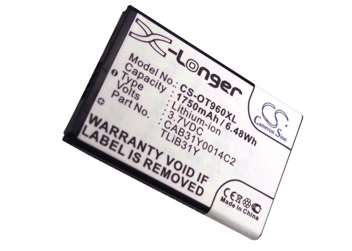 CS 1750mAh/6.48Wh battery for Alcatel AUTHORITY, One Touch 955,One Touch 960,OT-955,OT-960,OT-960C,CAB31Y0008C2,