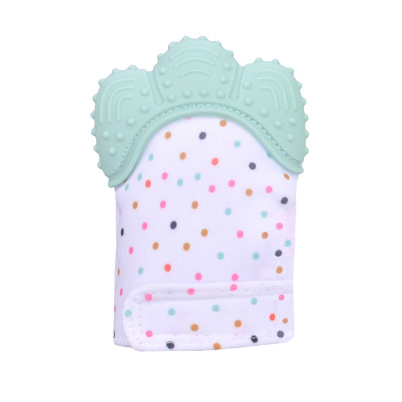 Baby Silicone Teether Gloves Animal Palm Bite Chew Training Toys Squeaky Grind Baby Teething Protect Anti-bite Gloves BPA Free: Light Green