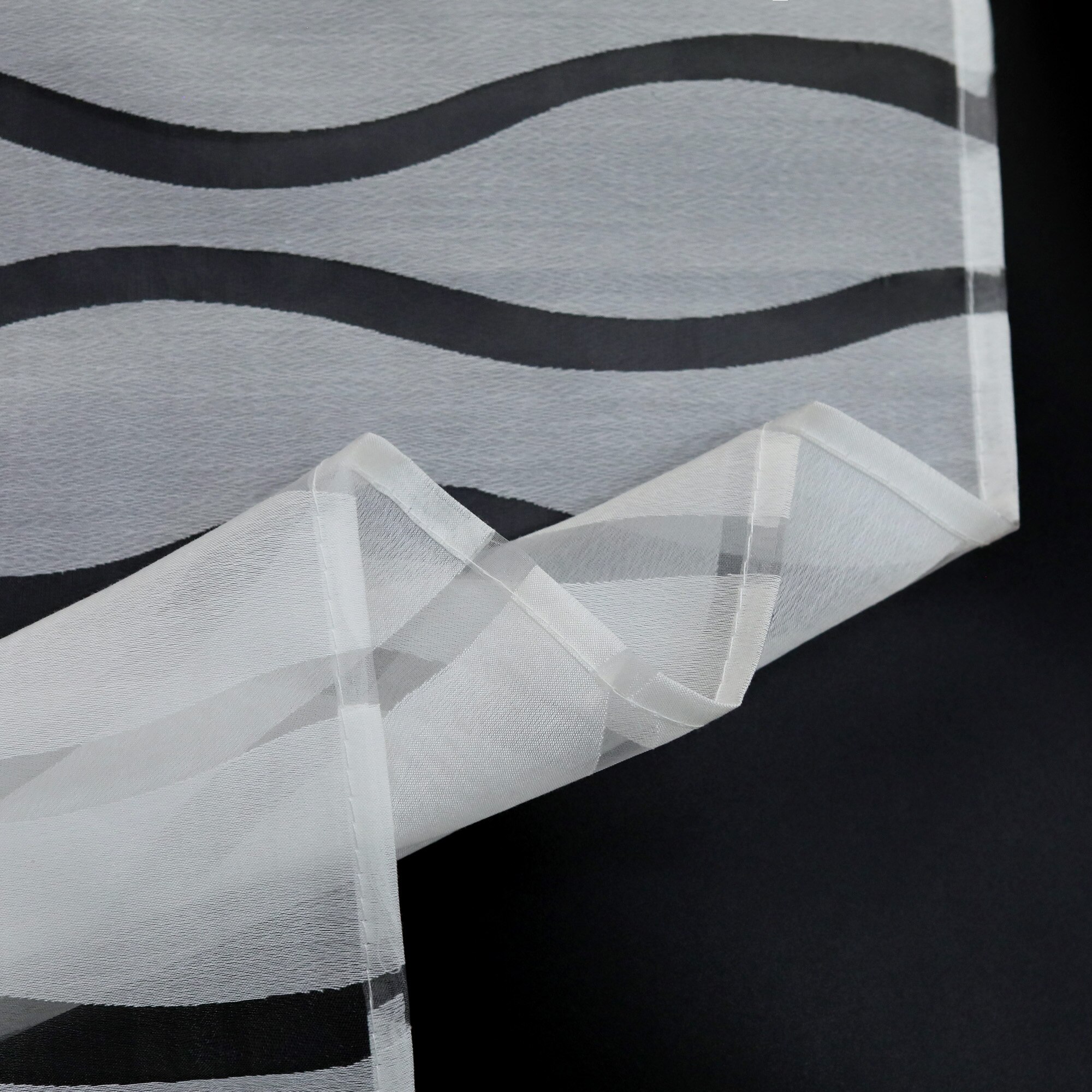 1PCS Half Curtain Stripe Printed Voile Window Tiers for Living Room Kitchen Short Tulle Modern Coffee Curtain