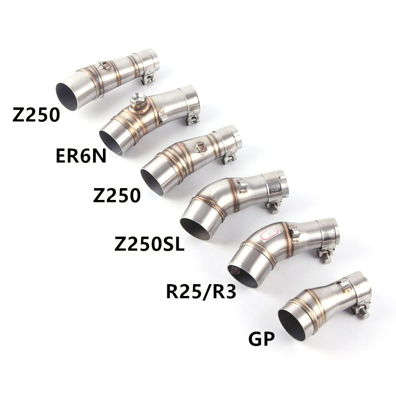 Motorfiets Adapter Uitlaat Midden Pijp Voor Kawasaki Ninja 250 250r Z250 Z300 Er6n R25 R3 Gp Uitlaatdemper Link Buis Midden Sectie