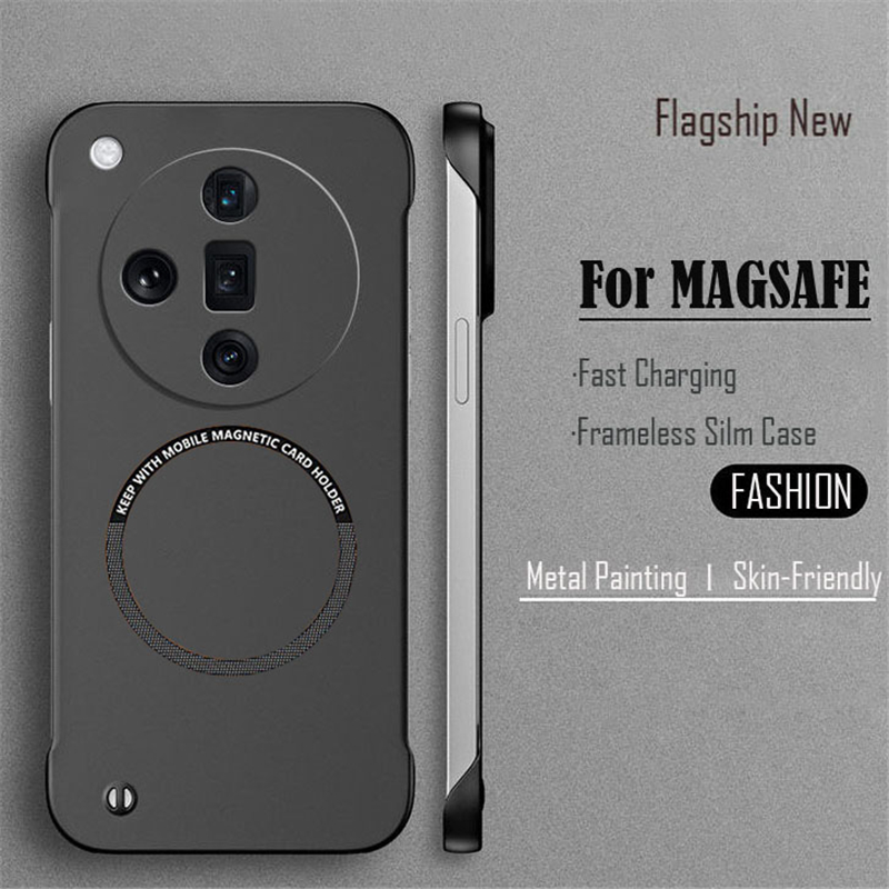Ultra Thin Frameless Magnetic Case For Magsafe Realme GT NEO 3 3T 2 Pro GT Master Hard PC Shockproof Matte Phone Cover: Nylon / black