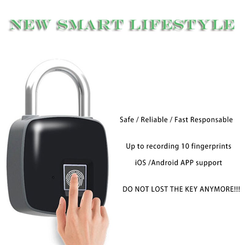 Smart Lifestyle Anytek P3 Standalone Biometric Fingerprint Lock Access Control Waterproof Keyless Anti-Theft Padlock