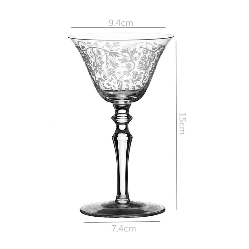 Japanese Lead-Free Crystal Cocktail Goblet Martini Glass European Luxury Hand-Blown Roasted Flower Mixing Glasses: Carved B