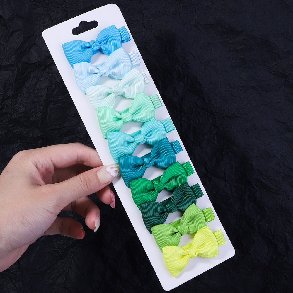 10 unids/set 2 ''lazos coloridos degradados pinzas para el cabello para niñas cinta hecha a mano horquillas con lazo pasadores accesorios para el cabello para niños: Verde militar