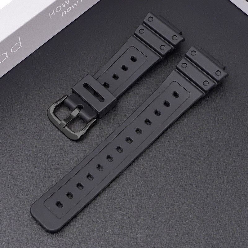Bracelet de montre en caoutchouc pour Casio AQ-S810W/S800W AE-1000W SGW-400H/300H/500H W-735H, Silicone noir, boucle ardillon: Black 02