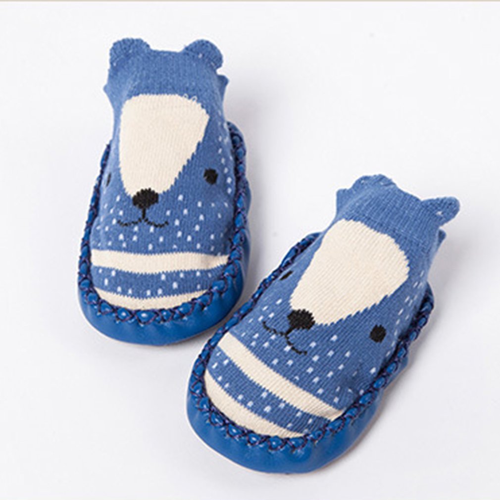 OUTAD Baby Socks Shoes With Rubber Soles Infant Sock Hotborn Autumn Winter Children Floor Socks Shoes Anti Slip Soft Sole Socks: dark blue