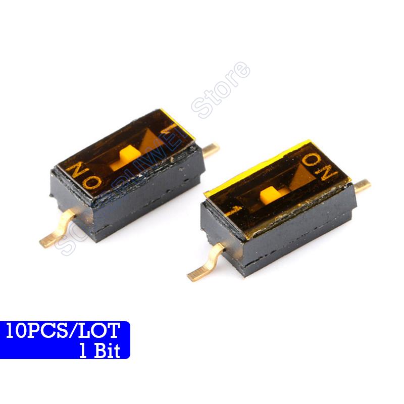 10Pcs/lot SMD Switch Toggle Switches 1.27mm Slide Type Switch 1P/2P/3P/4P/5P/6P/8P/10P Bit black Dial switches: army green