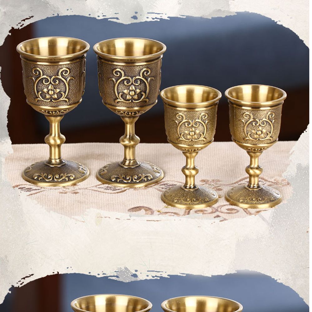 Wine Metal Embossed European Wine Cups Engraving Chalice Wine Goblet Embossed Wine Cup Vintage Metal