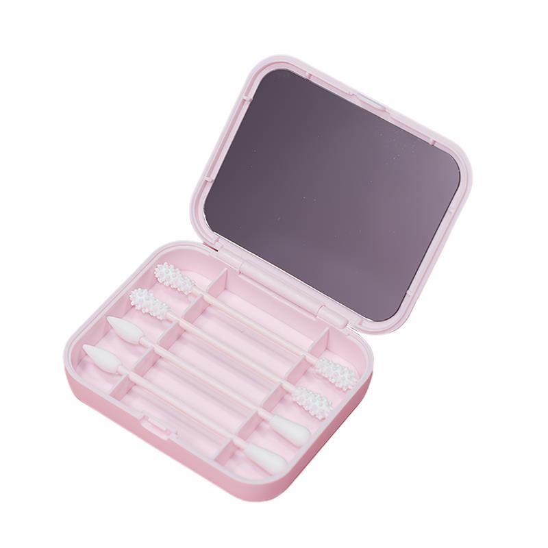 Coton-tiges réutilisables en Silicone, 4 pièces, bâtonnets avec miroir pour le nettoyage des oreilles, cosmétiques: Pink B