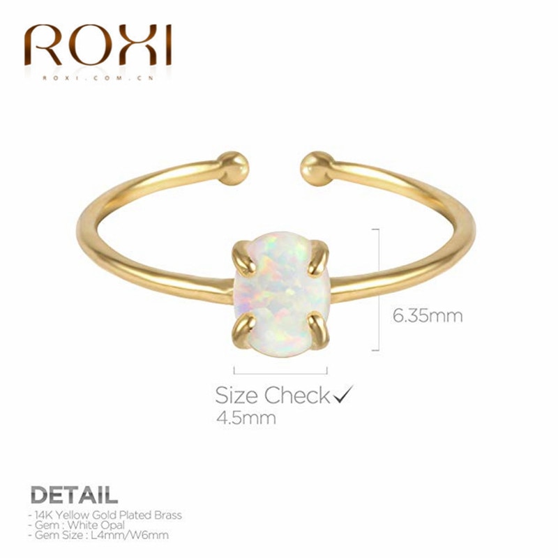 ROXI Dainty Feuer Opal Ringe Engagement Schmuck Elegante Gold Öffnen Hochzeit Ringe für Frauen Party Einfache Ringe Finger Schmuck