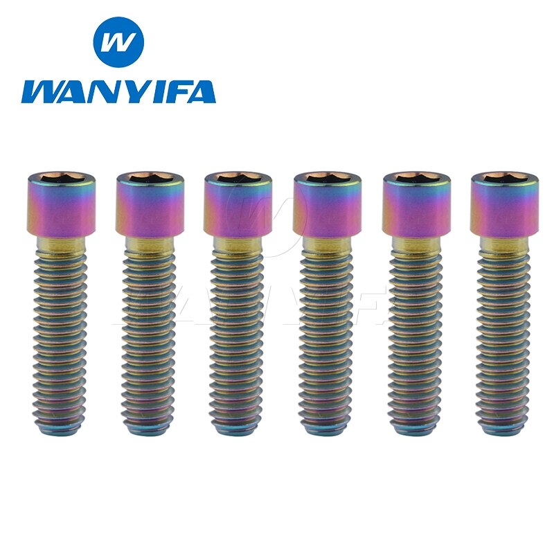 Wanyifa 6 kpl  m4 x 10 13.5 15 20 25 mm titaani kuusiokoloavain pieni kantapultti pyörän vaihtajan ruuveille: M4 x 25 sateenkaari