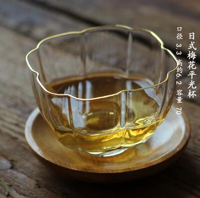 Japanese Style Hexagonal Personal Cup Hammered Glass Gold Tea Cup Wine Glasses Small Single Cup Teacup with gold edge: 3