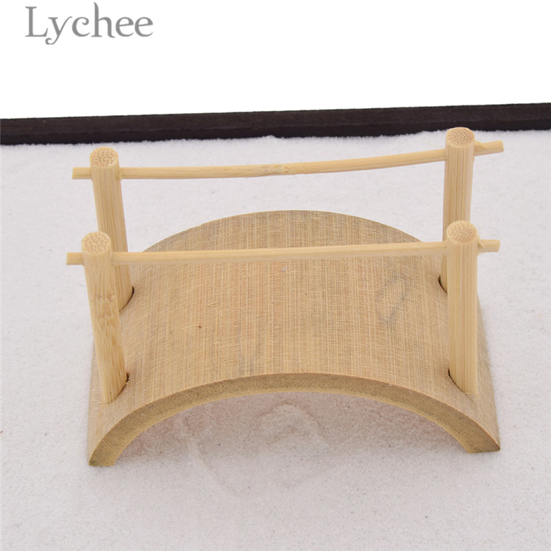 Lychee Zen Garden Bamboo Bridge Mini Arch Bridge Crafts Figurines Miniatures Home Decoration