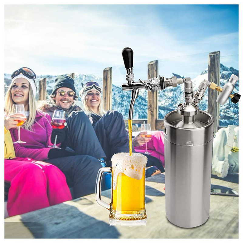 Mini lanza de barril, dispensador de grifo de cerveza de acero inoxidable 304, lanza de Growler con Kits de bloqueo de bola para cerveza casera, accesorios