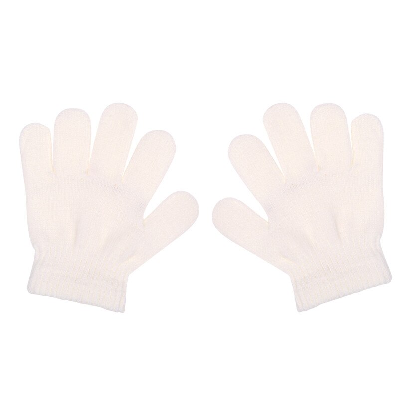 Guantes de invierno bonitos para bebés y niñas, guantes elásticos de punto de dedo de Color sólido: W