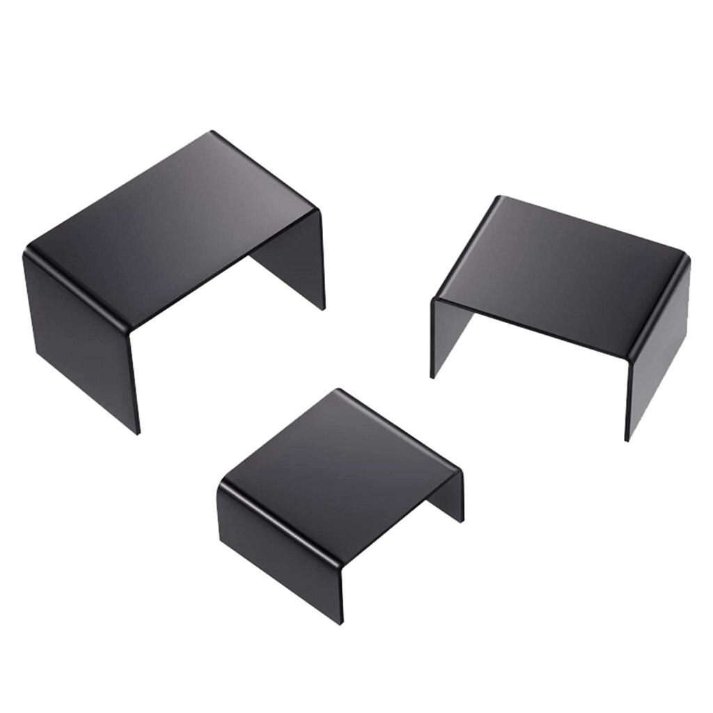 3PCS Black Acrylic Display Stand Shelf Holder Tabletop Counter Display Jewelry Showcase Stand Shelves