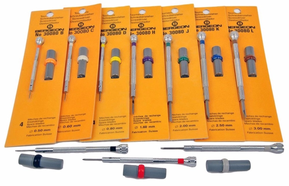 1pc Bergeon Watchmaker Screwdriver 30080 with Replacement Tips