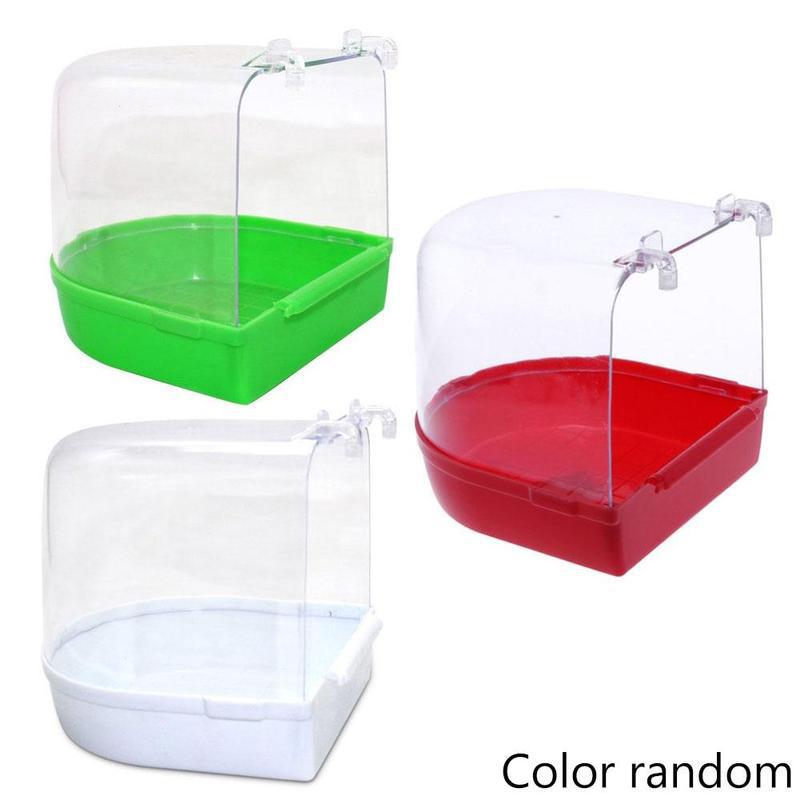 Bird Bath Bathtub Bath Box Bird Cleaning Tool Cage Accessories Parrot Bath Transparent Plastic Hanging Tub Shower Color Random: Default Title
