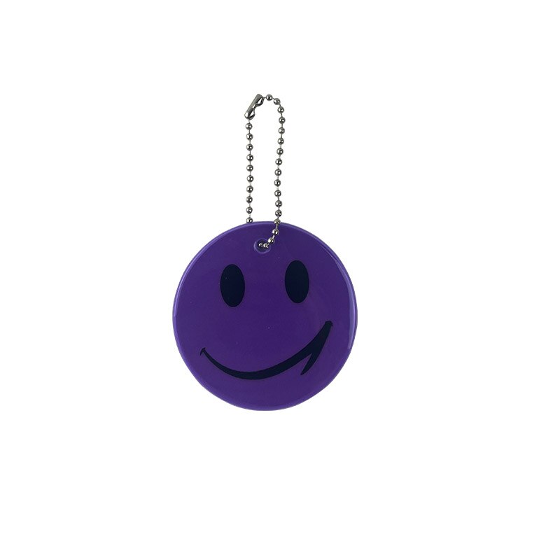 6cm schattige reflecterende smiley sleutelhangers, tashangers, accessoires, sleutelhangers voor zichtbaar verkeer, veilig gebruik 65mm: Paars