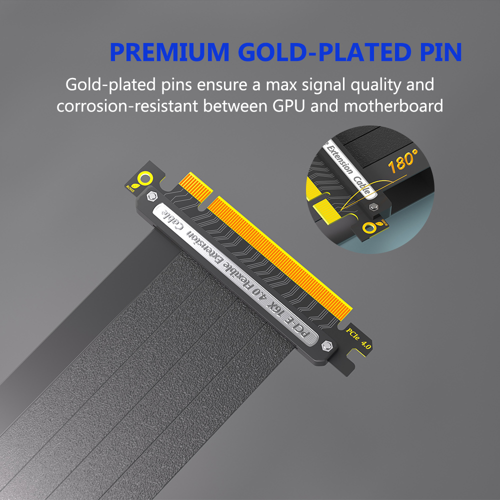 Cable de extensión PCIE 4.0 Cable elevador extensor PCIE 4.0 X16 Alta propiedad de blindaje eficiente para tarjeta gráfica