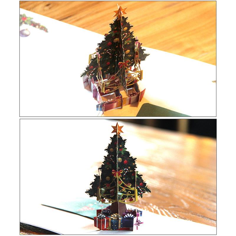 1pcs 3D Popup Greeting Cards Christmas Tree Post Card Card For Birthday Christmas Valentine' Day Party Wedding Decoration