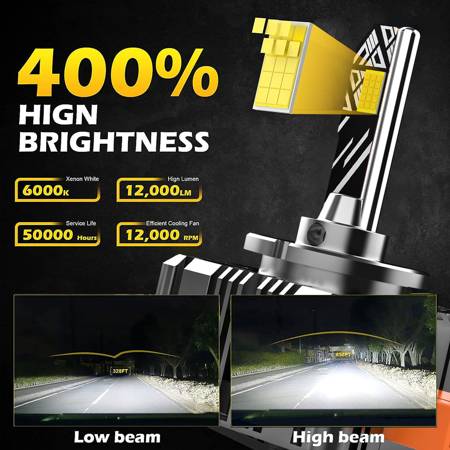 D1s d3s led-forlygter,  d2r d2s d4r d4s d5s d8s turbolygter , 6000k billygter 70w plug&play-konverteringssæt til hid