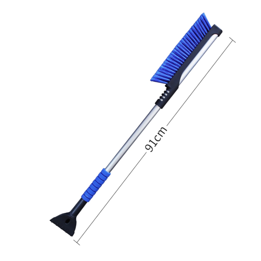 Multifunctionele Sneeuw Borstel Aluminium Ijs Schop Telescopische Ontdooien Tool Voor Voorruit Sneeuw Verwijderen Vorst Bezem Cleaner: Blue  C