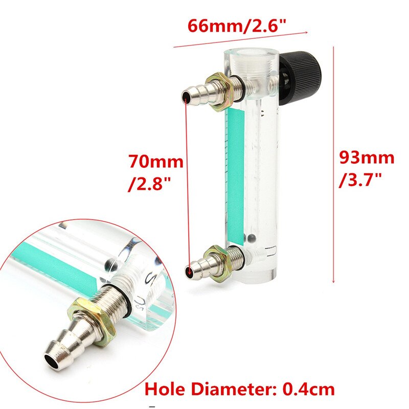 Acryl Gas Lucht Zuurstof Flowmeter Flowmeter Countor Indicator O2 Met Klep Messing Connector 0.1Mpa 0-3L/Min Hoogte 93mm