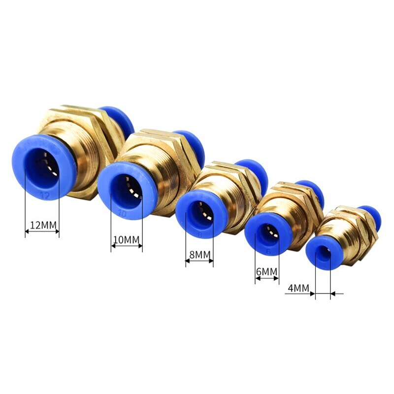 PM Straight Bulkhead Union Connector 4-12mm OD Hose Plastic Push In Gas Quick Connector Air Fitting Plumbing Pneumatic Fitting