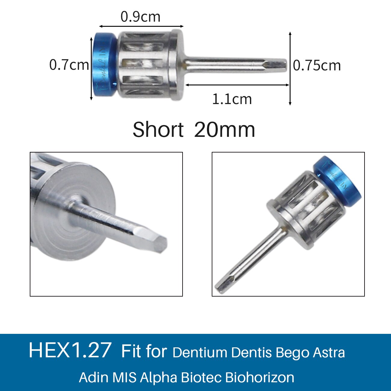 Dental Universal Implant Torque Screwdrivers Wrench Dental Implant Restoration Tool Kit 10-70NCM: S 1PC HEX1.27