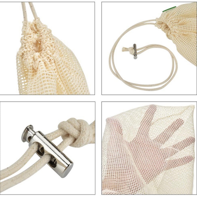 Natural Organic Cotton Mesh Production Of Shopping Bag Reusable Bags For Fruits And Vegetables Washable Eco-friendly Fruit Mesh